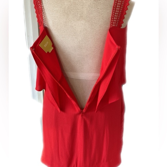 EUC MAEVE FOR ANTHRO MELON COLORED SLEEVELESS DRESS RUFFLE TOP SZ 2P(fits like 6 - Picture 3 of 14